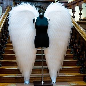 White angel wings costume, Extra large size for adults